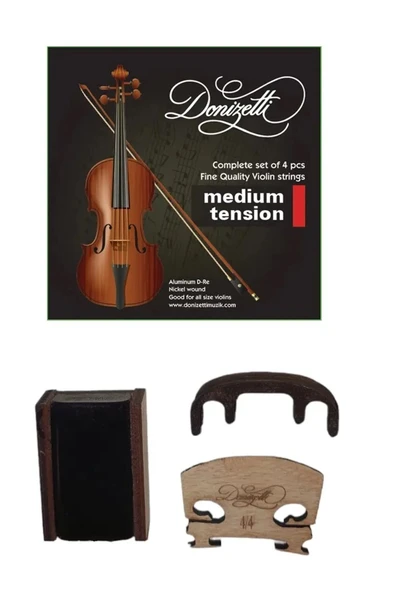 Keman Tel Takımı Reçine Rosin Köprü Susturucu Tum Aksesuarlar Bir Arada
