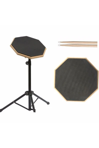 Bateri Davul Drum Pratik Çalışma Pedi ve Standlı Full Setup - 7