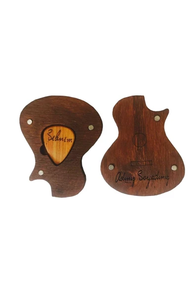 Kişiye Özel Isim Yazılabilir Ahşap Gitar Pena Kutusu - Gitaristler Icin Özel Tasarım ürün görseli