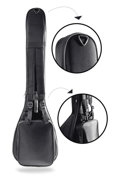 Ultra Koruma Su Geçirmez Gigbag Soft Case Uzun Sap Bağlama Saz Kılıfı 1 Takım Tel Hediye - Resim 2