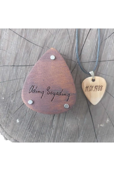 Özel Gün Tarih Yazılabilir Ahşap Kutusuyla Birlikte Pena Kolye - Hatıra Hediye Fikri - 5