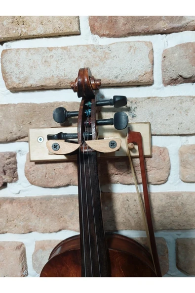 Dekoratif Keman Duvar Askısı Standı Aparatı Ahşap Natural Tasarım - 7