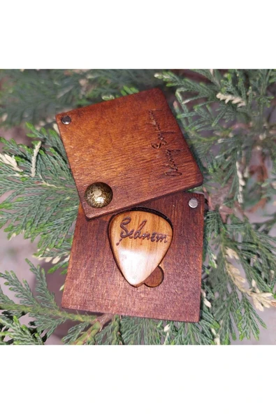 Kişiye Özel Isim Yazılabilir Müzik Severlere Ahşap Gitar Pena Kutusu - Gitaristler Icin Özel Tasarım - Resim 7