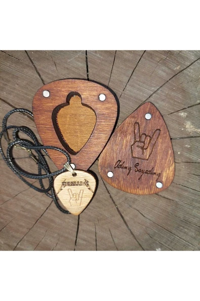 Kişiye Özel Metalica Logolu Pena Kolye Ahsap Kutu Hediyeli