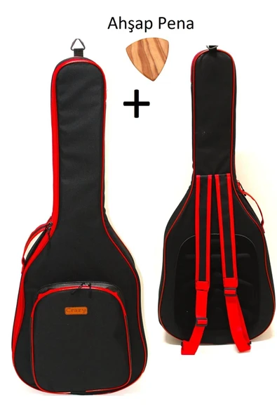 Klasik Gitar Kılıfı Kırmızı Taşıma Çantası Gigbag Softcase + Ahşap Pena - Fark Yaratan Özel Tasarım ürün görseli