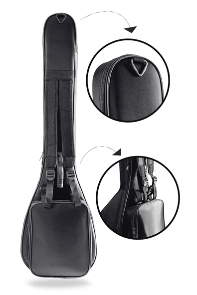 Kısa Sap Bağlama Saz Kılıfı Gigbag  + Tel Takım  + Duvar Askı Standı Hediyeli - Full Koruma - Resim 4