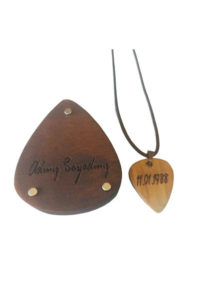 Özel Gün Tarih Yazılabilir Ahşap Kutusuyla Birlikte Pena Kolye - Hatıra Hediye Fikri - 3