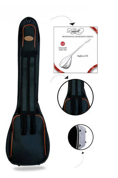 Profesyonel SU GEÇİRMEZ 20 MM PEDLİ Gigbag Uzun Bağlama Saz Kılıfı Siyah ürün görseli