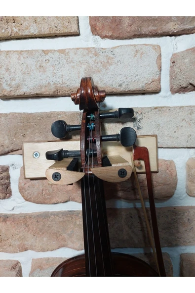 Dekoratif Keman Duvar Askısı Standı Aparatı Ahşap Natural Tasarım - 6