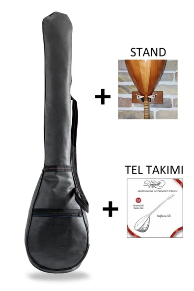 Kısa Sap Baglama Saz Kılıfı Taşıma Cantasi - Duvar Askı Standı ve Tel  Takımı Hediye ürün görseli