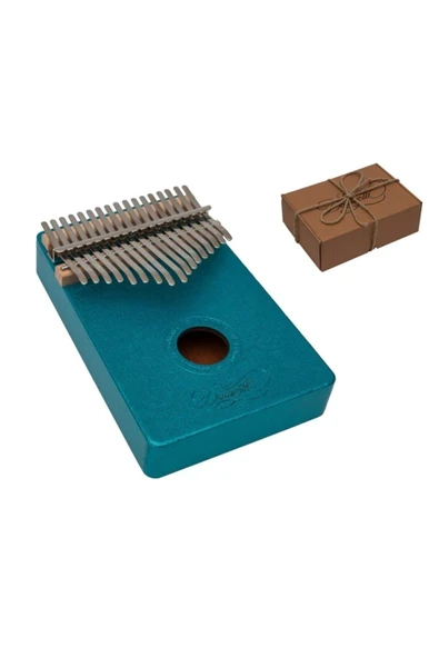 Kalimba Full Set  Paketi Stant Parmak Koruyucu Turkuaz