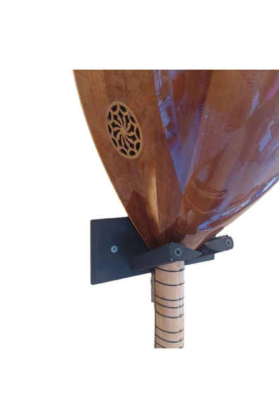 Ahşap Bağlama Saz Duvar Askısı Standı Siyah ürün görseli