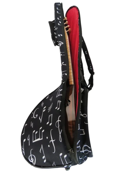 Profesyonel SU GEÇİRMEZ 20 MM PEDLİ Gigbag Uzun Sap Bağlama Saz Kılıfı Siyah + Tel Takımı hediye - Resim 6
