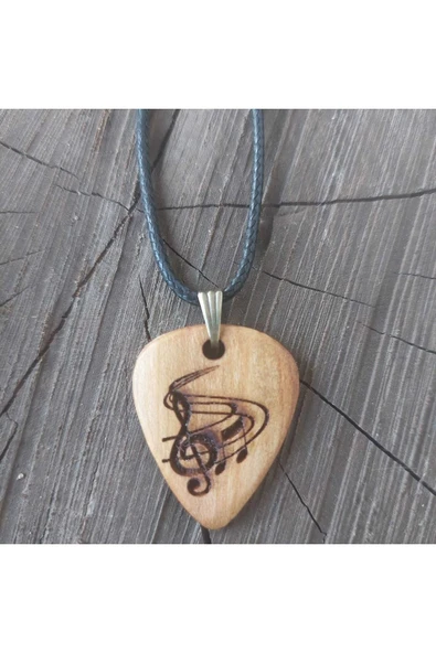 Müzikseverler Için Ahşap Pena Kolye Solfej Sol Anahtarı Desen - 2