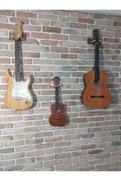 Klasik Akustik Elektro Gitar Duvar Askı Standı Aparatı Askısı - Dekoratif Ahsap Tasarım - 6