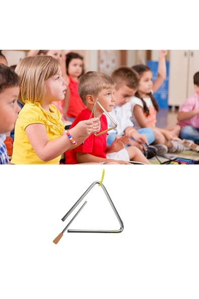 5 Adet Metal Eğitici Trıangle Üçgen Zil Müfredata Uygun Anaokulu Ve Ilk Orta Öğretim Çocuk Müzik - 2