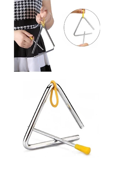 Metal Eğitici Üçgen Zil Müfredata Uygun Anaokulu Çocuk Müzik Aleti Triangle - Bambu Düdük