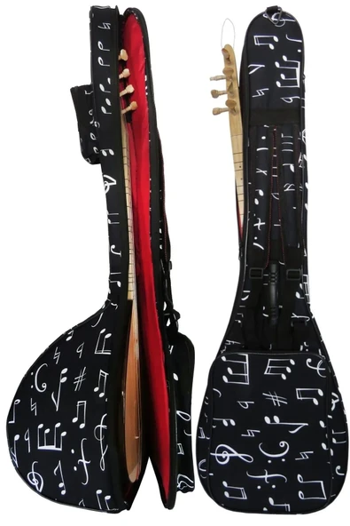 Profesyonel SU GEÇİRMEZ 20 MM PEDLİ Gigbag Uzun Sap Bağlama Saz Kılıfı Siyah + Tel Takımı hediye ürün görseli