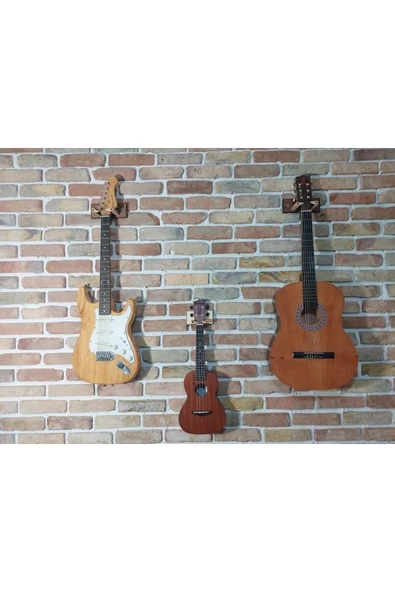 Dekoratif Ahsap Tasarım Sehpa Akustik - Klasik - Elektro - Electric - Bass Gitar Duvar Standı - 4