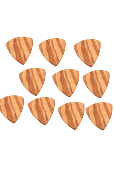 10 Adet Profesyonel Agac Ahşap Gitar Ukulele Penası Wooden Guitar Picks Kiraz Ağacı