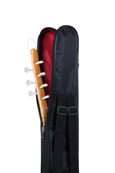 Siyah Kısa Sap Bağlama Saz Kılıfı Taşıma Çantası Tel Hediye - 6
