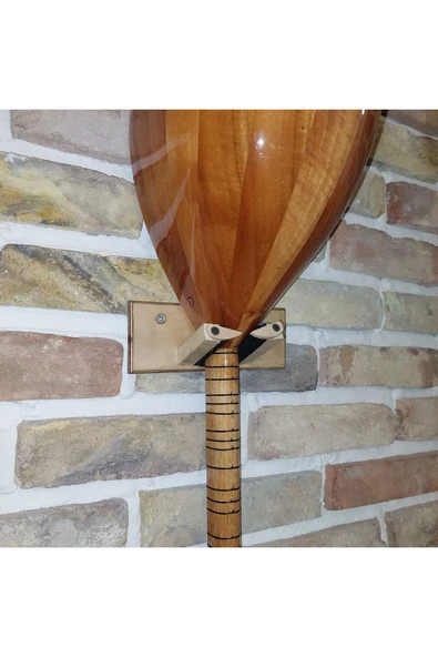 2 Adet Ahşap Bağlama Saz Duvar Askısı Standı Natural