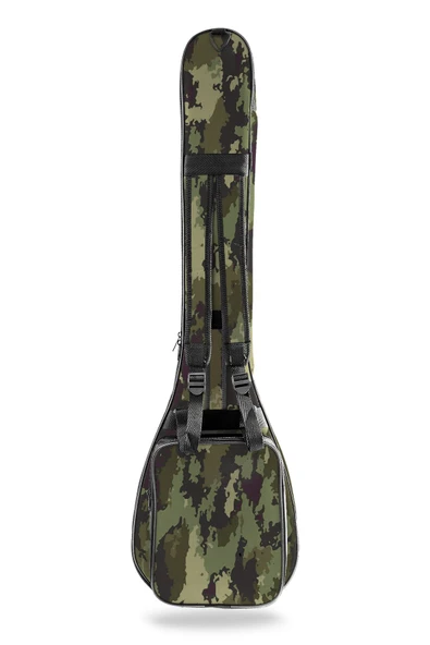 Profesyonel Pedli Gigbag Kısa Bağlama Saz Kılıfı Kamuflaj Desen Baglama + Tel Takımı - 3