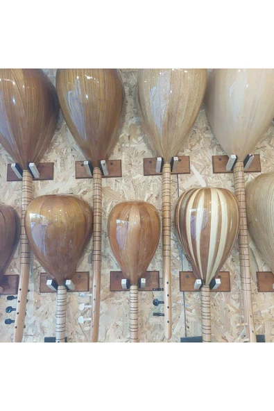 2 Adet Ahşap Bağlama Saz Duvar Askısı Standı Natural - Resim 7