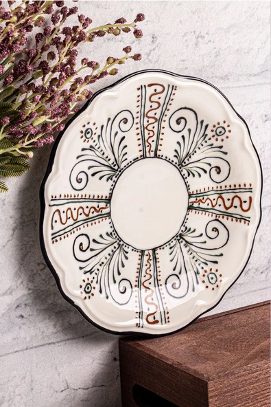 Snippy Lavanya - 6 Parça Porselen Kahvaltı Takımı Pasta Seti Tabağı Tatlı Tabağı Kahvaltılık Tabak 21cm - 8