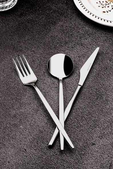 Snippy Fettucini - 6 Kişilik 36 Parça Paslanmaz Çelik Çatal Kaşık Bıçak Takımı 18/10 304 Paslanmaz Çelik - 7