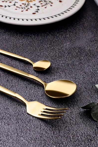 Snippy Fettucini Gold - 6 Kişilik 36 Parça Paslanmaz Çelik Çatal Kaşık Bıçak Takımı 18/10 304 Paslanmaz - 5