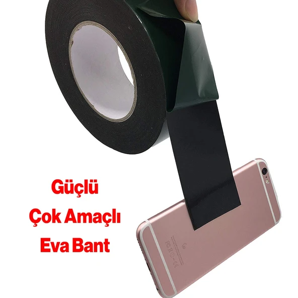 Çift Taraflı Köpük Sünger Bant Eva Yapıştırma Montaj Bandı Siyah 50 mm x 10 Metre - 4