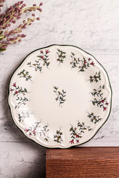 Snippy Khaki - 6 Parça Porselen Kahvaltı Takımı Pasta Seti Tabağı Tatlı Tabağı Kahvaltılık Tabak 21cm - 8