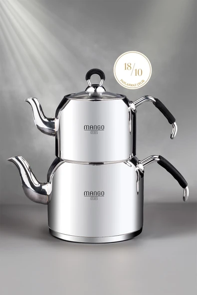 Snippy Mango Kitchen - Maxi Büyük Boy Paslanmaz Çelik 1.7 - 2.75 Lt. Çaydanlık Takımı