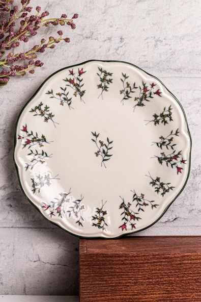 Snippy Khaki - 6 Parça Porselen Kahvaltı Takımı Pasta Seti Tabağı Tatlı Tabağı Kahvaltılık Tabak 21cm - 2