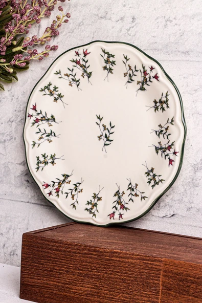 Snippy Khaki - 6 Parça Porselen Kahvaltı Takımı Pasta Seti Tabağı Tatlı Tabağı Kahvaltılık Tabak 21cm - 7