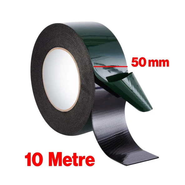 Çift Taraflı Köpük Sünger Bant Eva Yapıştırma Montaj Bandı Siyah 50 mm x 10 Metre - 2