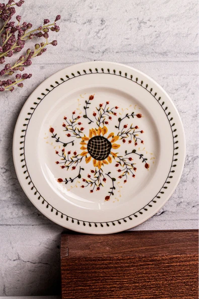 Snippy Garden - 6 Parça Porselen Kahvaltı Takımı Pasta Seti Tabağı Tatlı Tabağı Kahvaltılık Tabak 19cm - 2