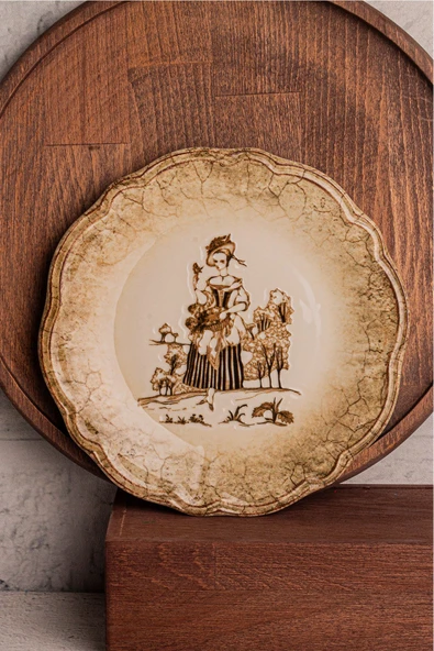 Snippy Retro - 6 Parça Porselen Kahvaltı Takımı Pasta Seti Pasta Tabağı Tatlı Tabağı Kahvaltılık Tabak 21cm - 7