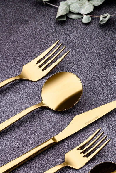 Snippy Fettucini Gold - 6 Kişilik 36 Parça Paslanmaz Çelik Çatal Kaşık Bıçak Takımı 18/10 304 Paslanmaz - 4