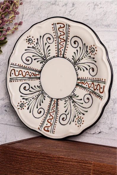 Snippy Lavanya - 6 Parça Porselen Kahvaltı Takımı Pasta Seti Tabağı Tatlı Tabağı Kahvaltılık Tabak 21cm - 7