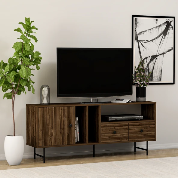 T002 Kapaklı, Çekmeceli Tv Sehpası Sandık Ceviz - 6