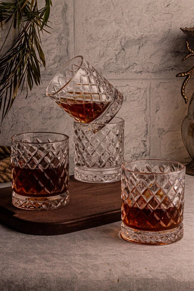 Snippy Madrid - 4'lü Cam Bardak 250 ml El Yapımı Meşrubat Bardağı - 5