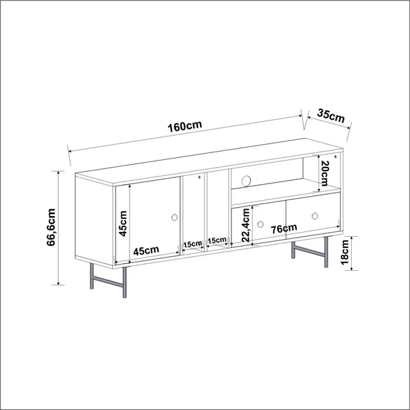 T002 Kapaklı, Çekmeceli Tv Sehpası Sandık Ceviz - 5