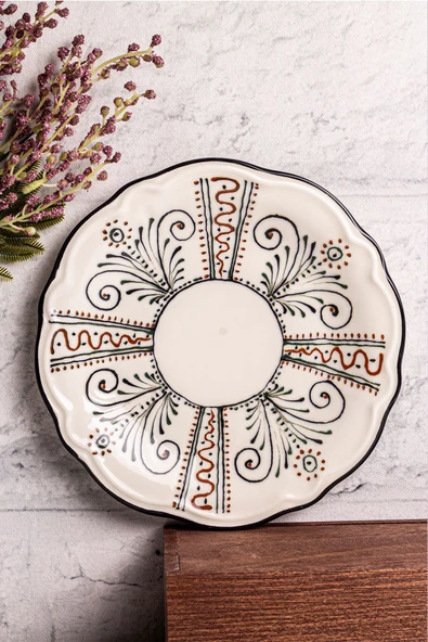 Snippy Lavanya - 6 Parça Porselen Kahvaltı Takımı Pasta Seti Tabağı Tatlı Tabağı Kahvaltılık Tabak 21cm - 2