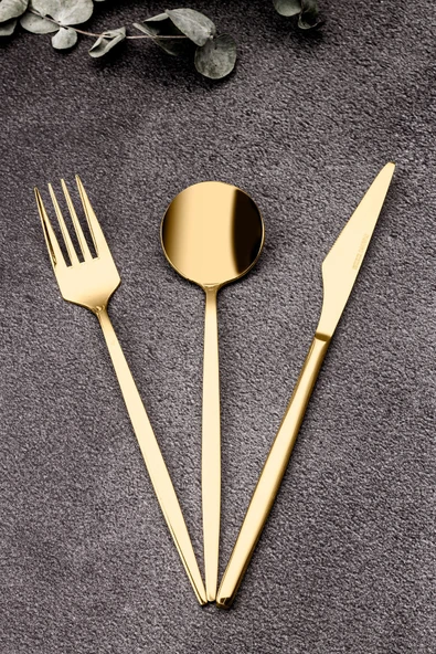 Snippy Fettucini Gold - 6 Kişilik 36 Parça Paslanmaz Çelik Çatal Kaşık Bıçak Takımı 18/10 304 Paslanmaz - 7