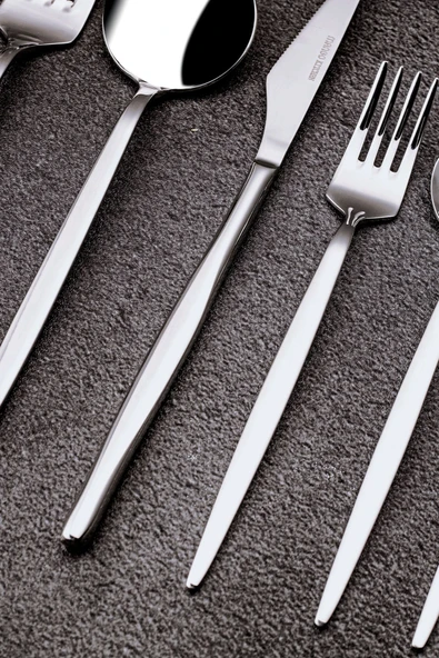 Snippy Fettucini - 6 Kişilik 36 Parça Paslanmaz Çelik Çatal Kaşık Bıçak Takımı 18/10 304 Paslanmaz Çelik - 6