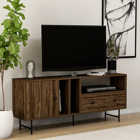 T002 Kapaklı, Çekmeceli Tv Sehpası Sandık Ceviz