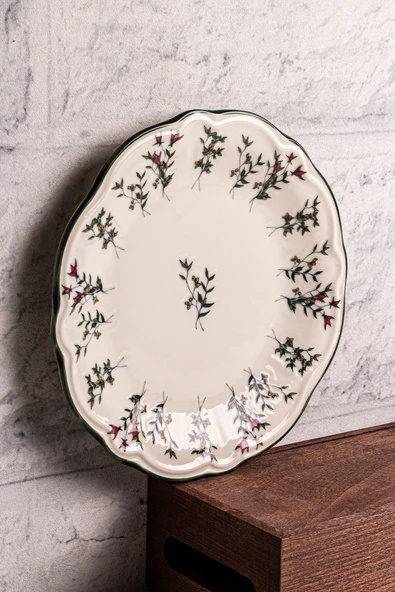 Snippy Khaki - 6 Parça Porselen Kahvaltı Takımı Pasta Seti Tabağı Tatlı Tabağı Kahvaltılık Tabak 21cm - 6