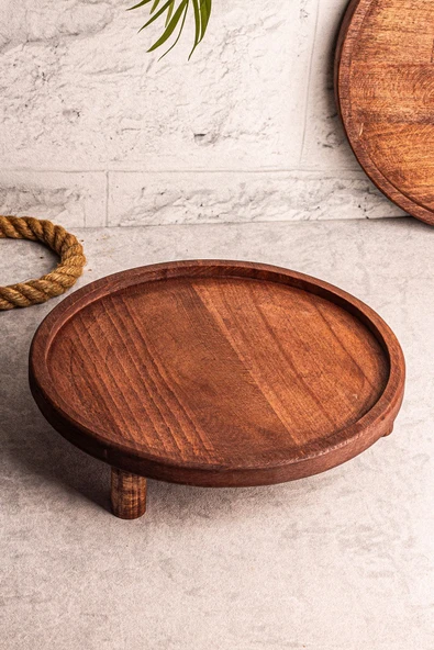 Snippy Servy - Ahşap Yuvarlak Sunumluk Yükseltici Organizer Düzenleyici - Resim 3